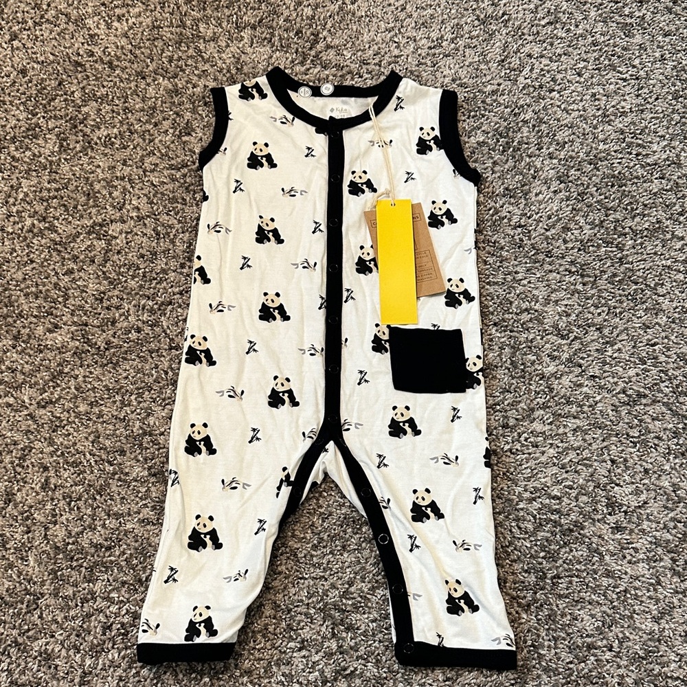 Kyte Baby B&W Panda romper